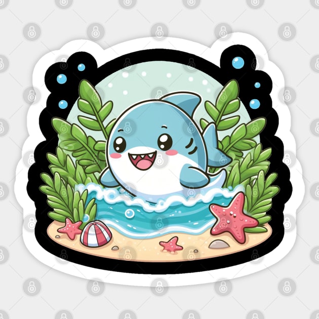 Happy Shark Sticker by The Art-Mart